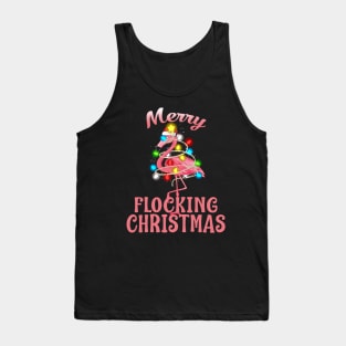 Merry Flocking Christmas Santa Flamingo Xmas Tank Top